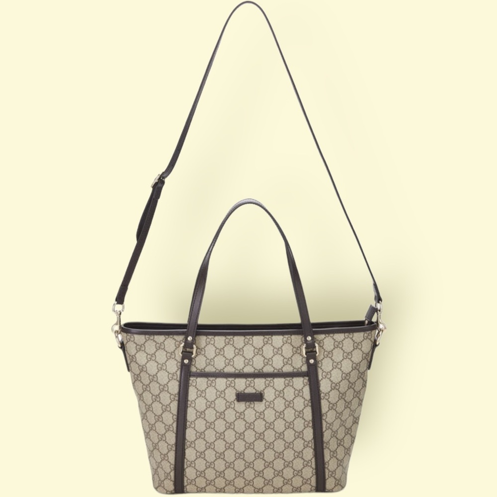 GUCCI ORIGINAL GG SUPREME CANVAS ZIP POCKET LARGE TOTE - Picture 4 of 6